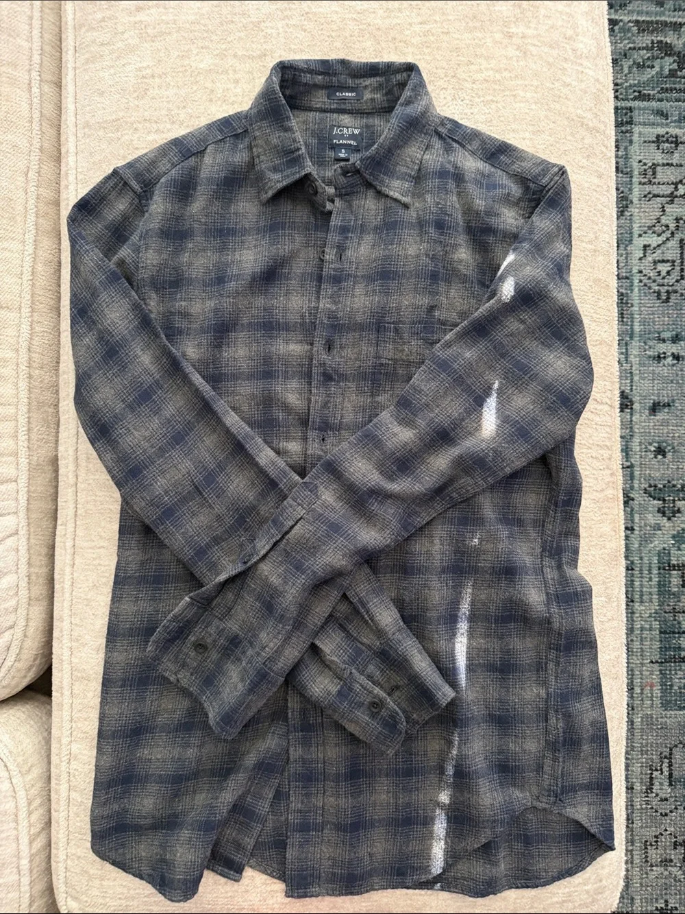 J. Crew Blue Gray Plaid Long-Sleeve Button-Down Shirt